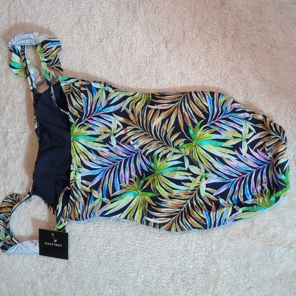 Ellen Tracy Tropical Palm Leaf One-piece Swimsuit Size 8 NWT - Picture 7 of 16